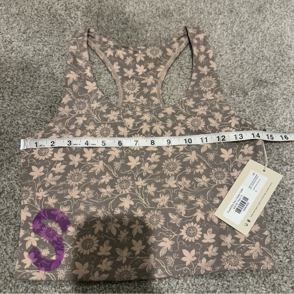 Pact Cinder Trellis Floral Print Organic Cotton Blend Racerback Crop Top - Picture 7 of 11